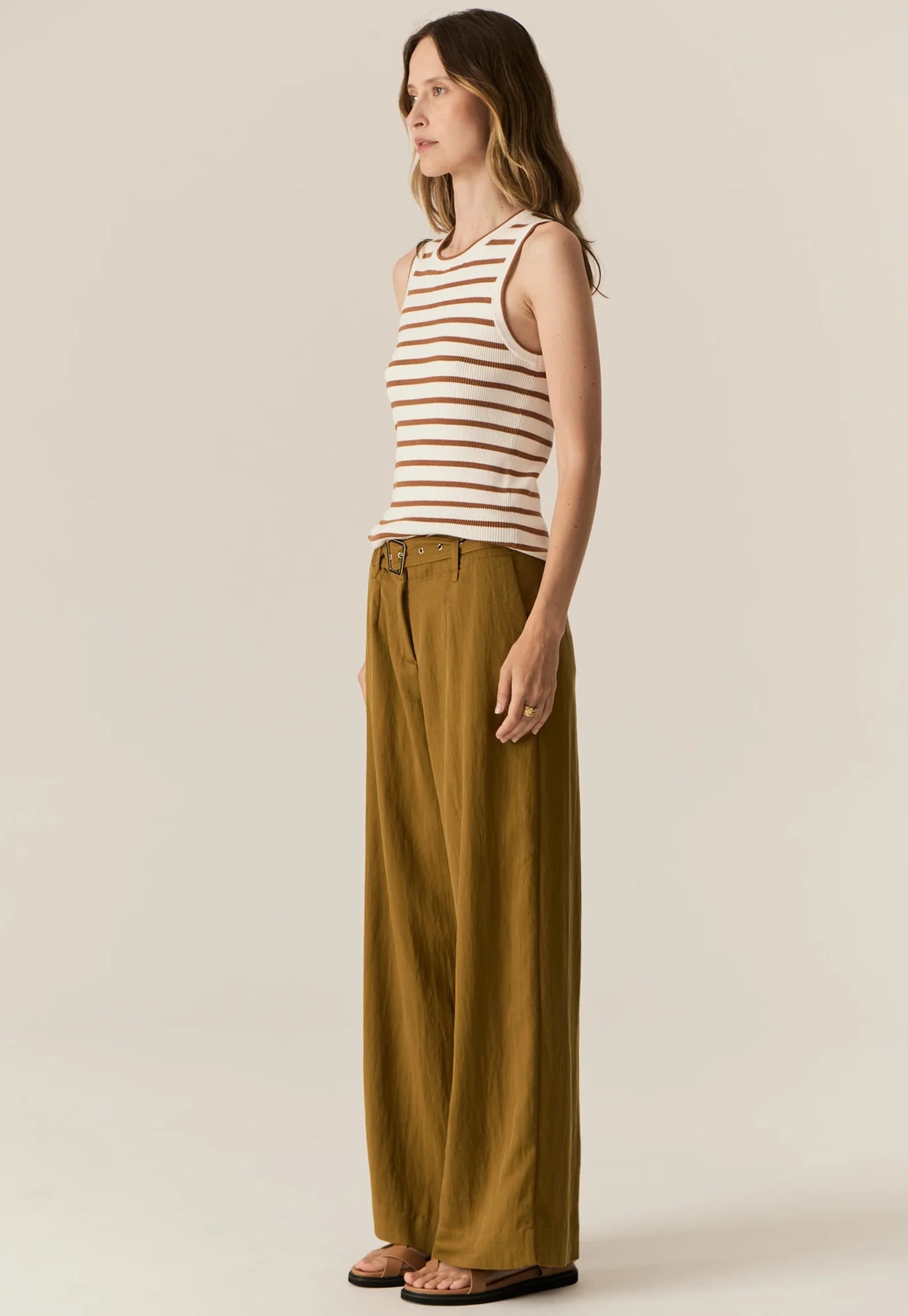 pol - faire belt pant - khaki