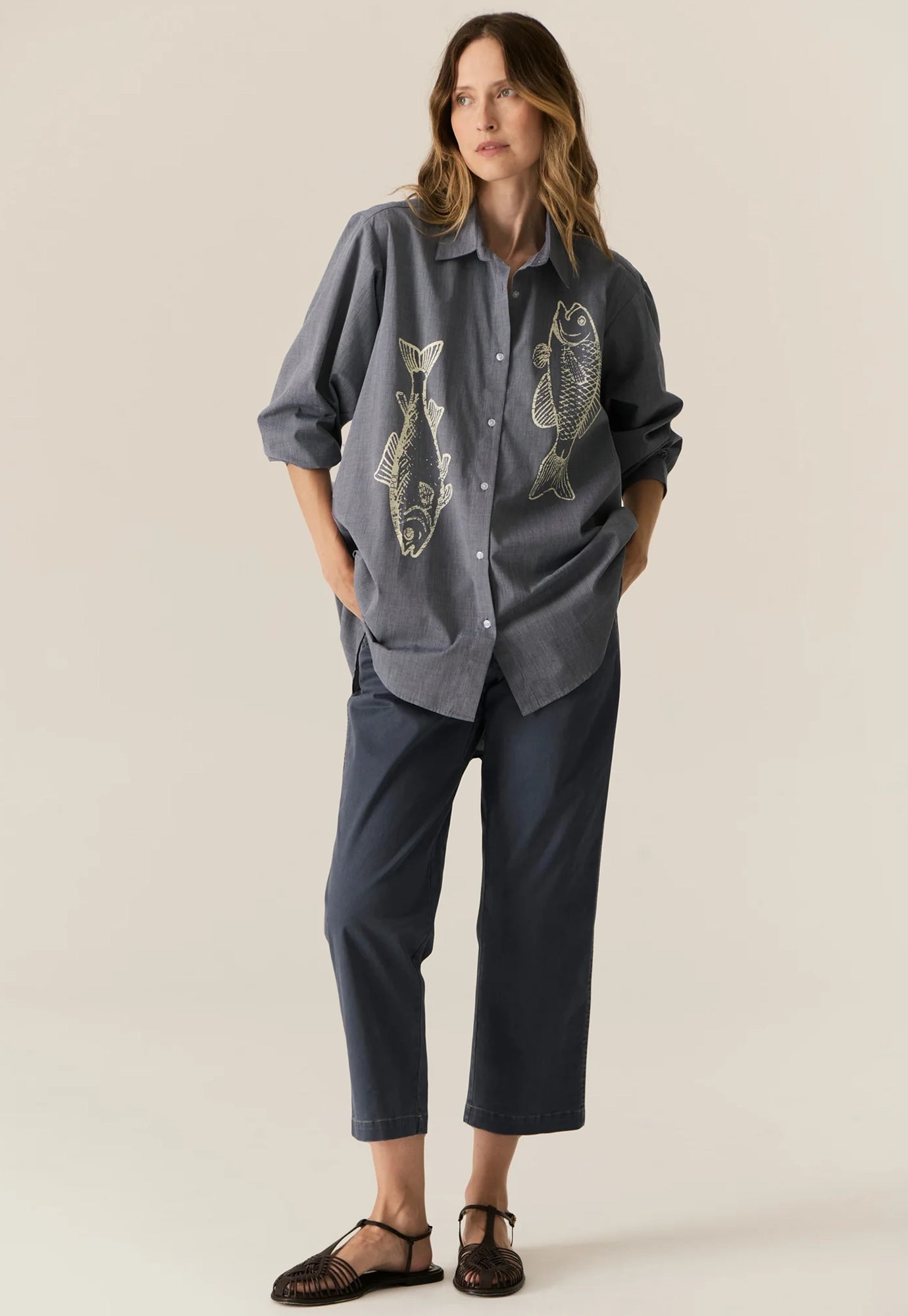 pol - fern tapered pant - blue