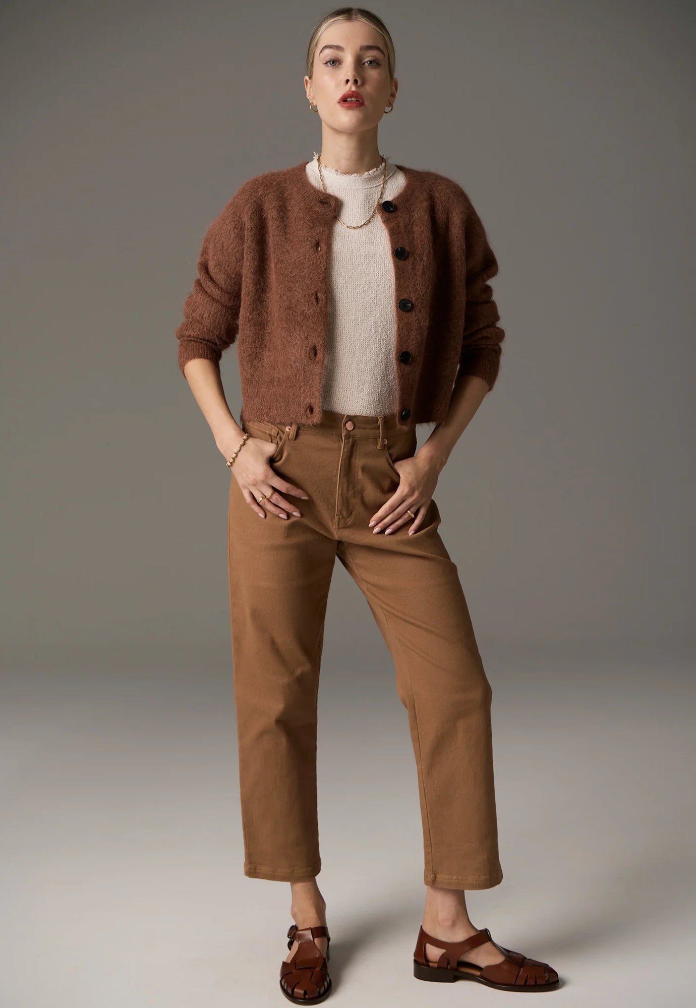 pol - finlay cardigan - rust