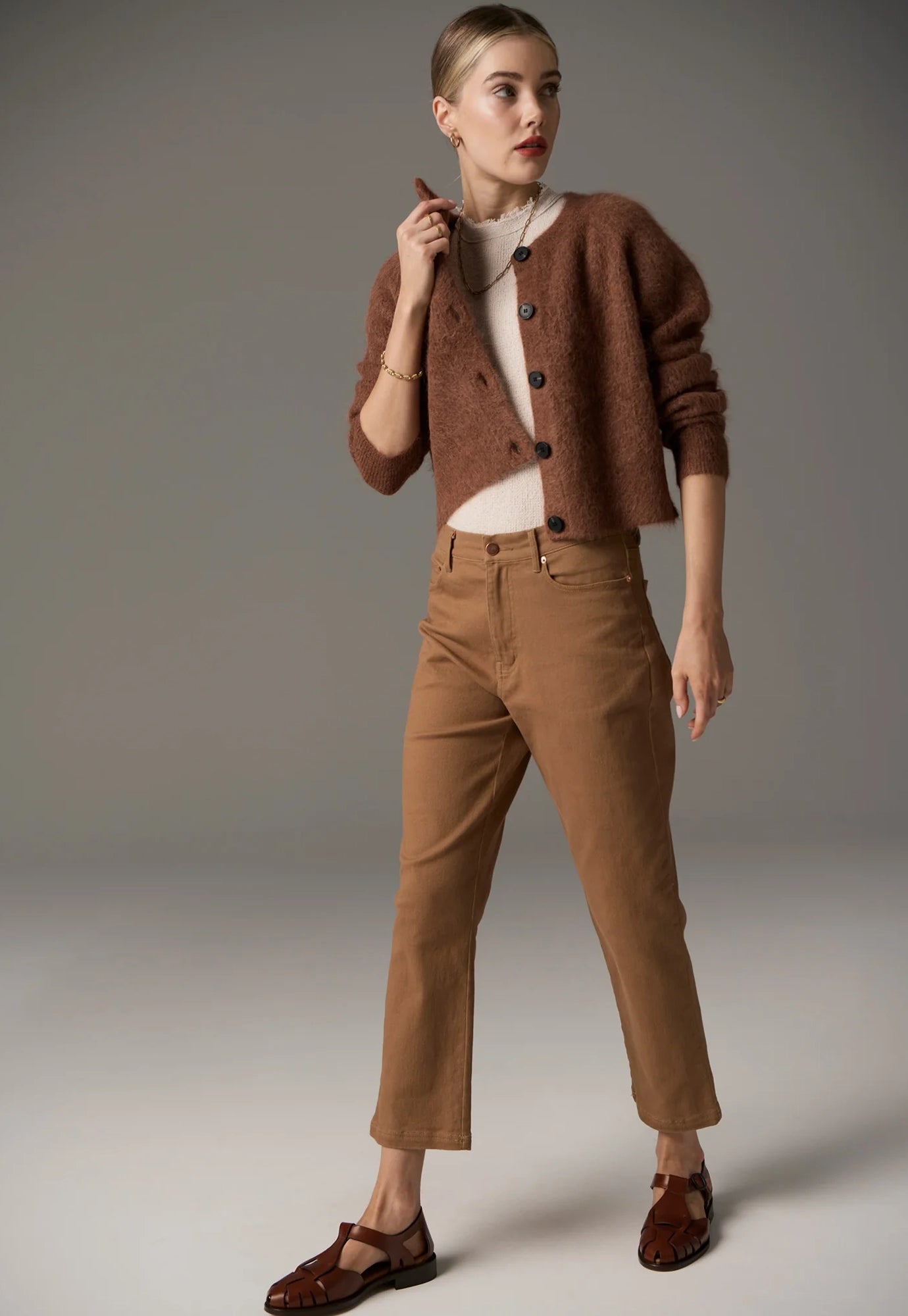 pol - finlay cardigan - rust