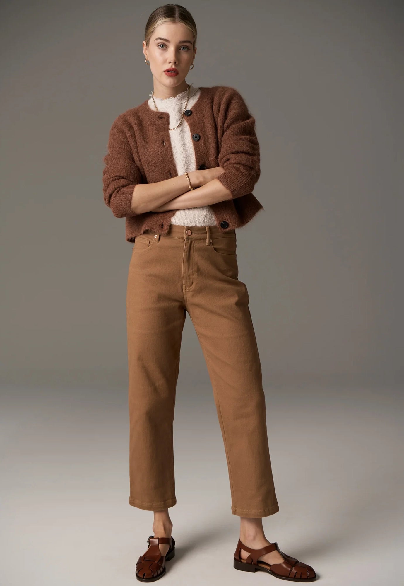pol - finlay cardigan - rust