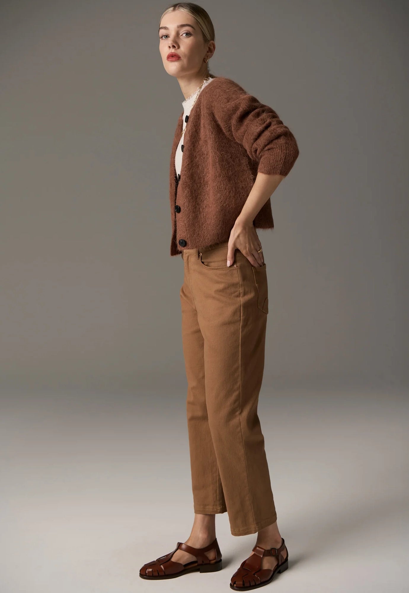 pol - finlay cardigan - rust