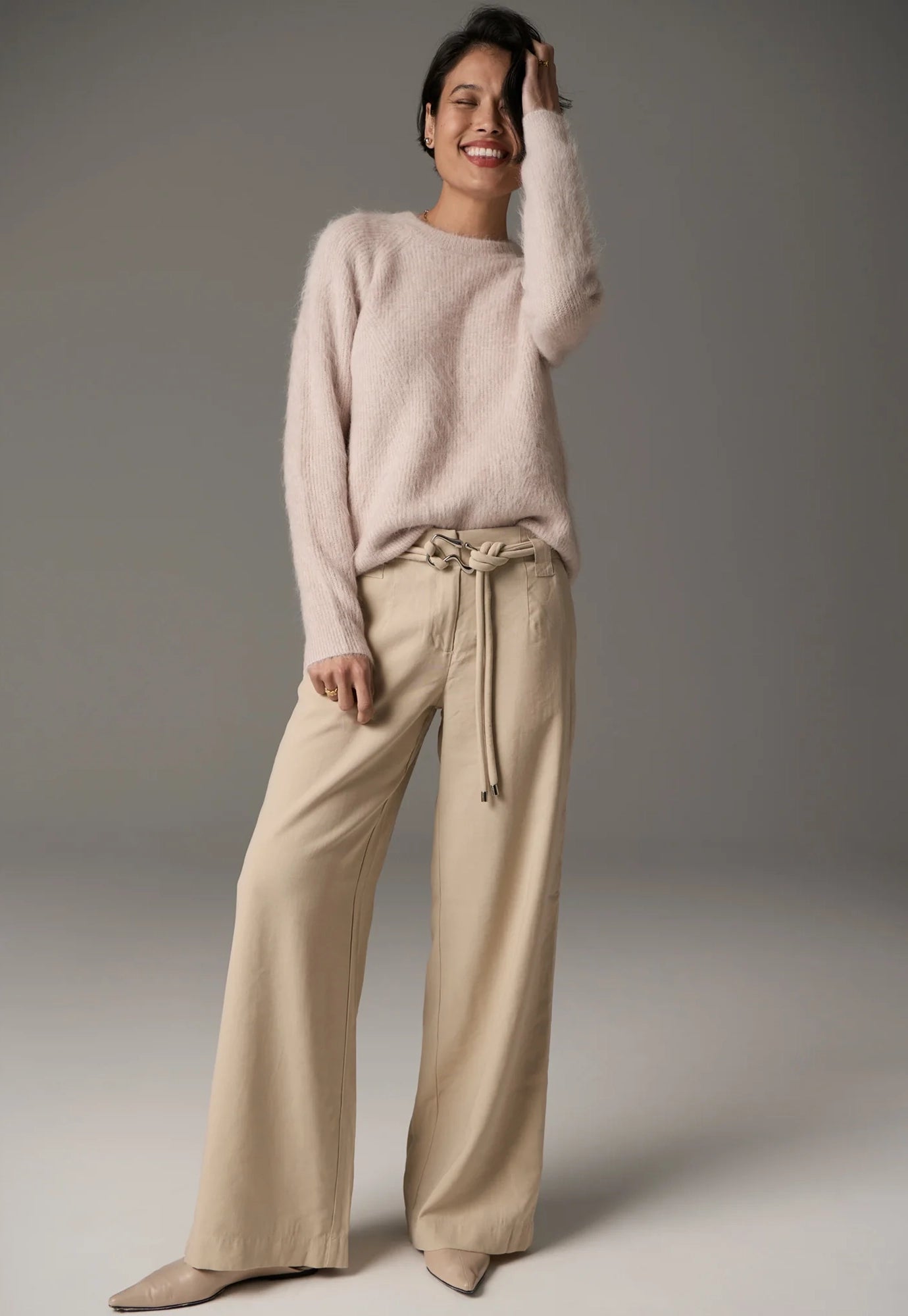 pol - finlay crew knit - blush
