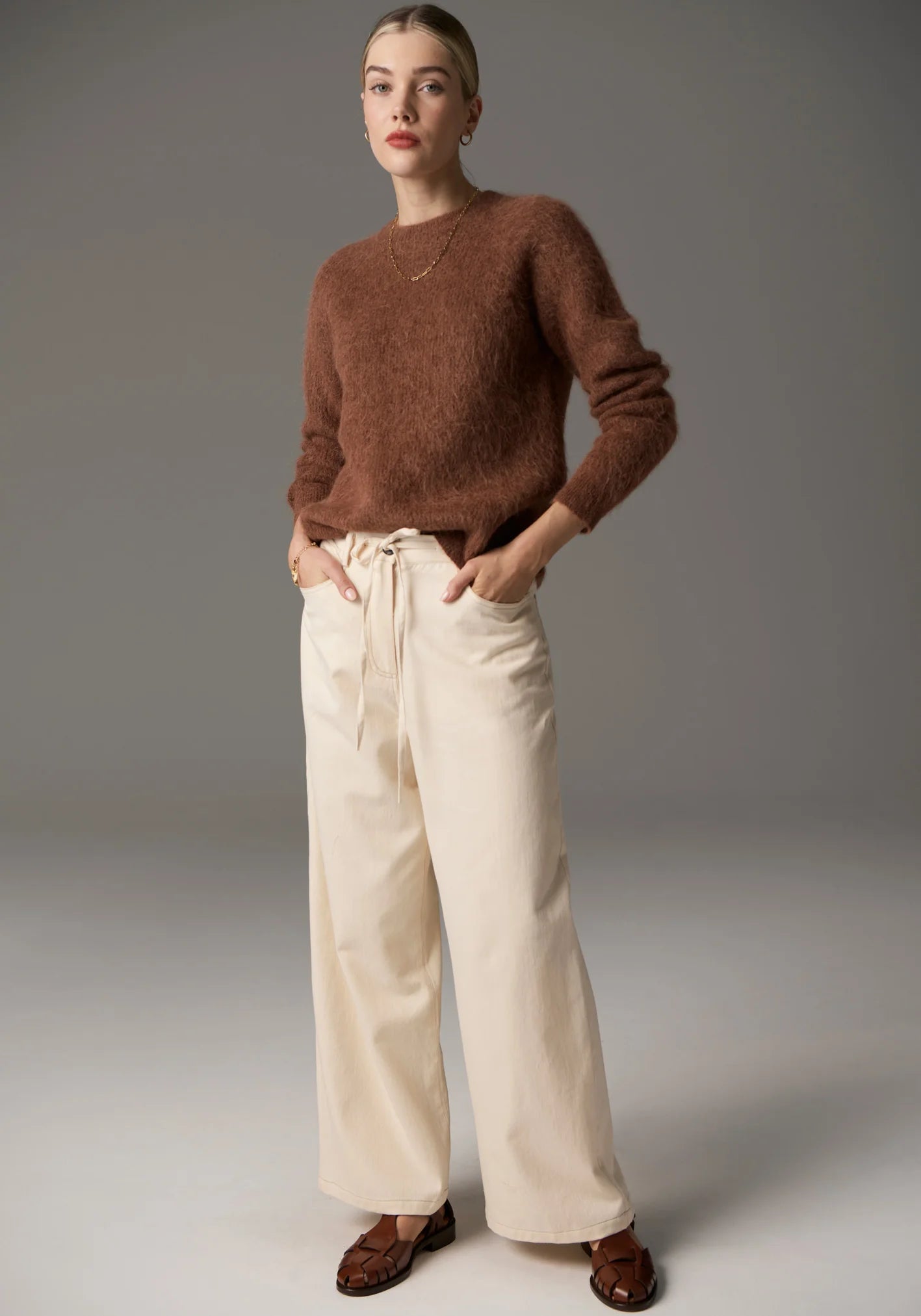 pol - finlay crew knit - rust