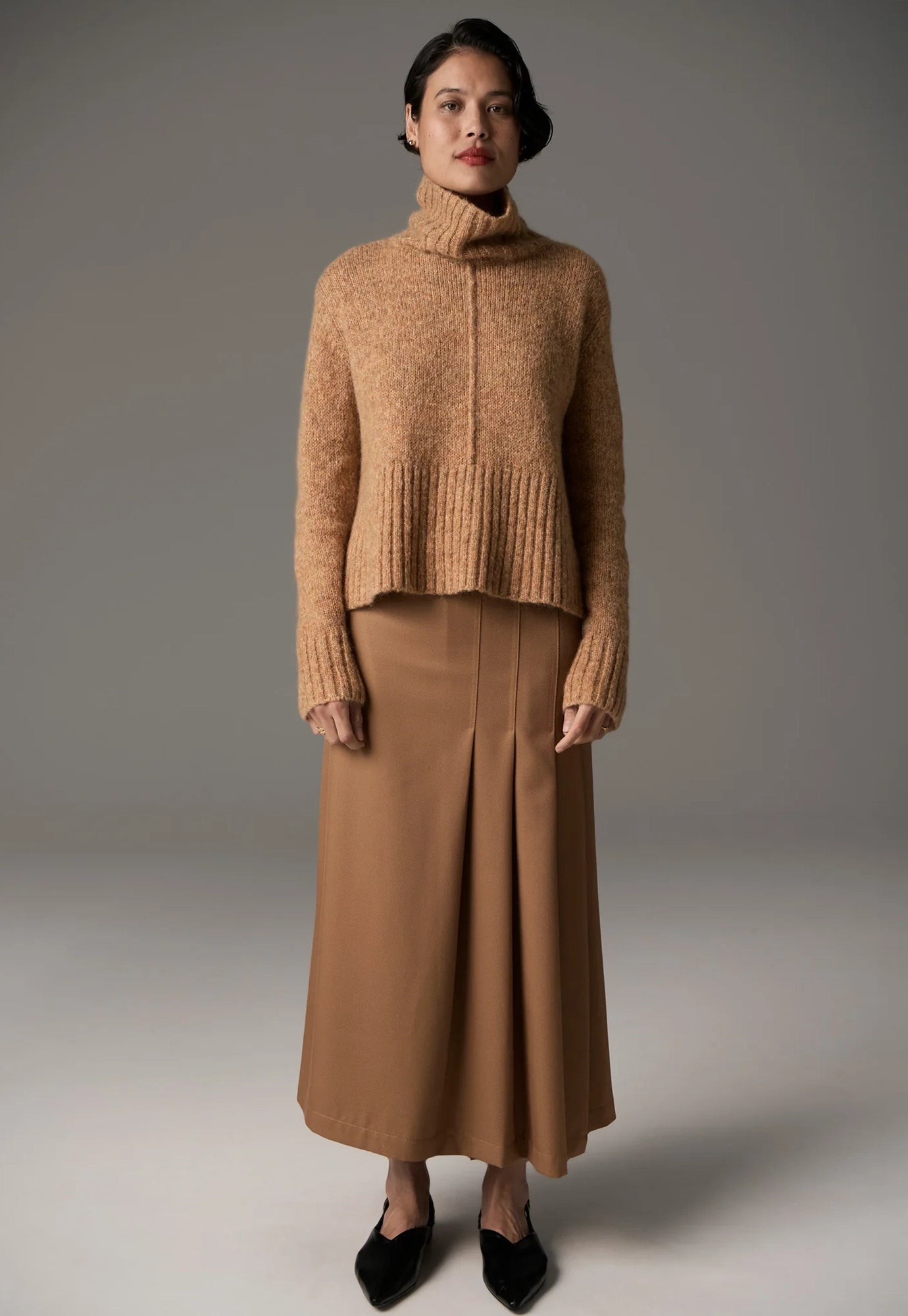 pol - grove high neck knit - gold