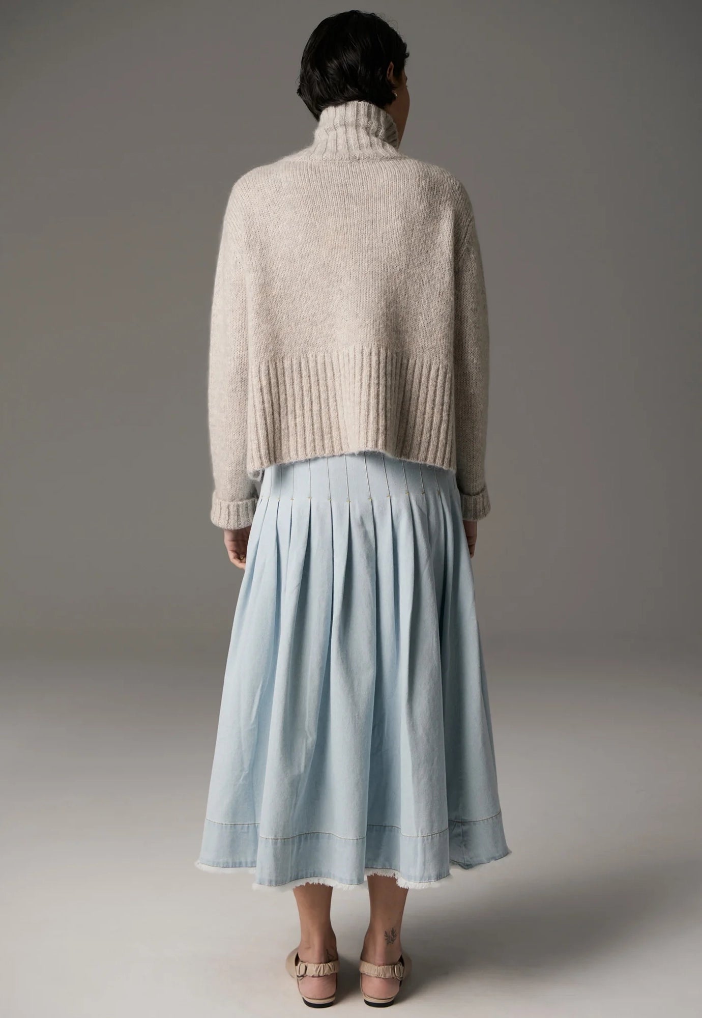 pol - grove high neck knit - stone