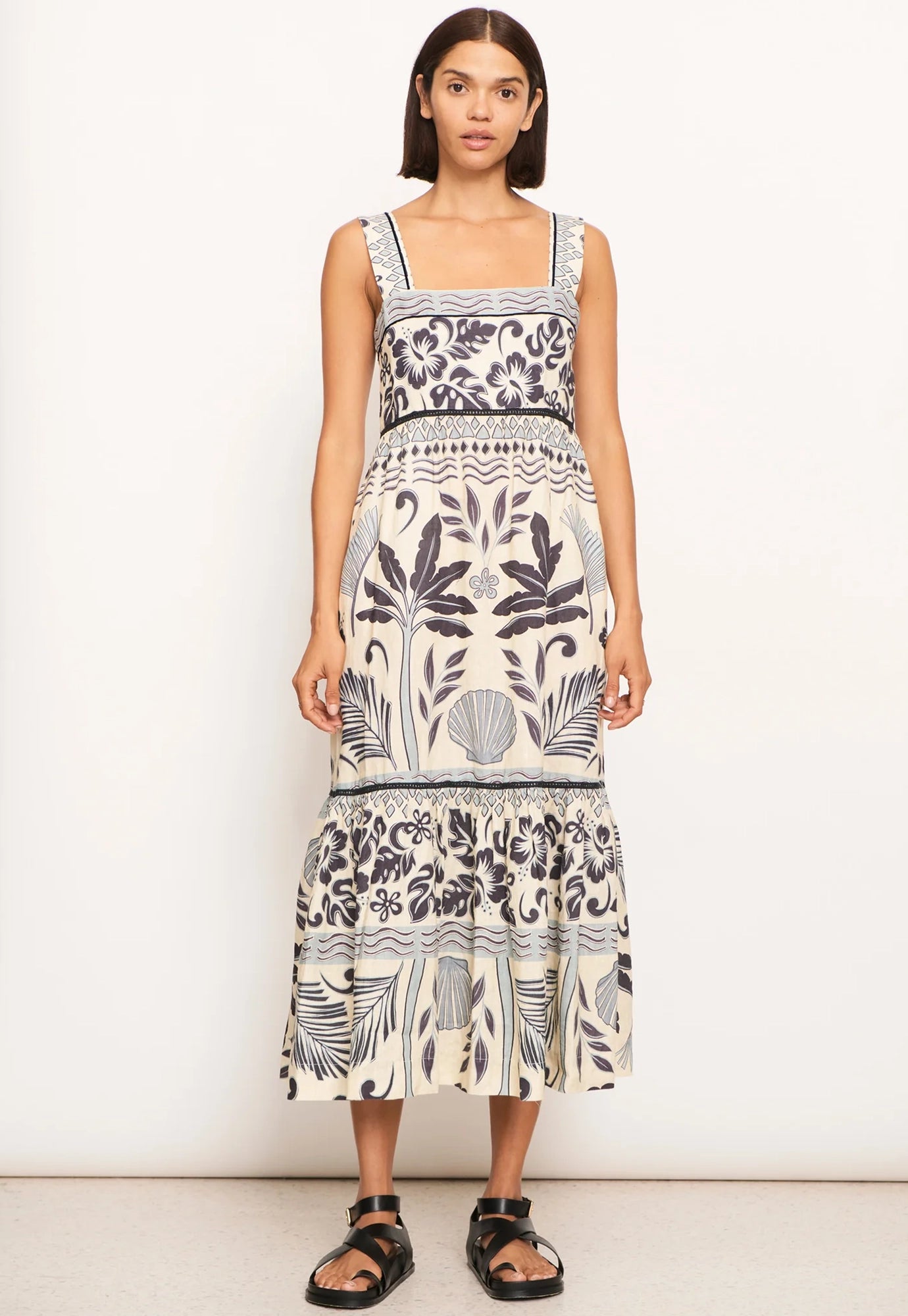 pol - paradise tier dress - paradise palm