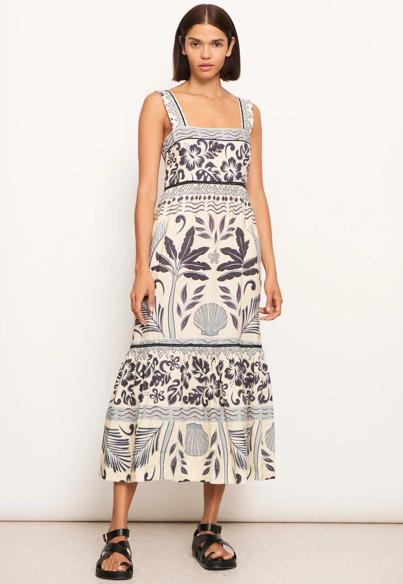 pol - paradise tier dress - paradise palm