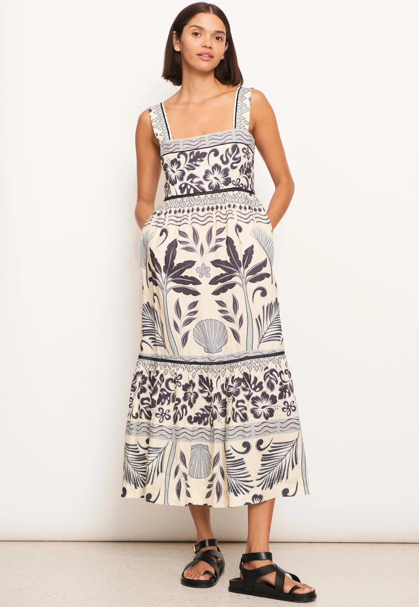 pol - paradise tier dress - paradise palm