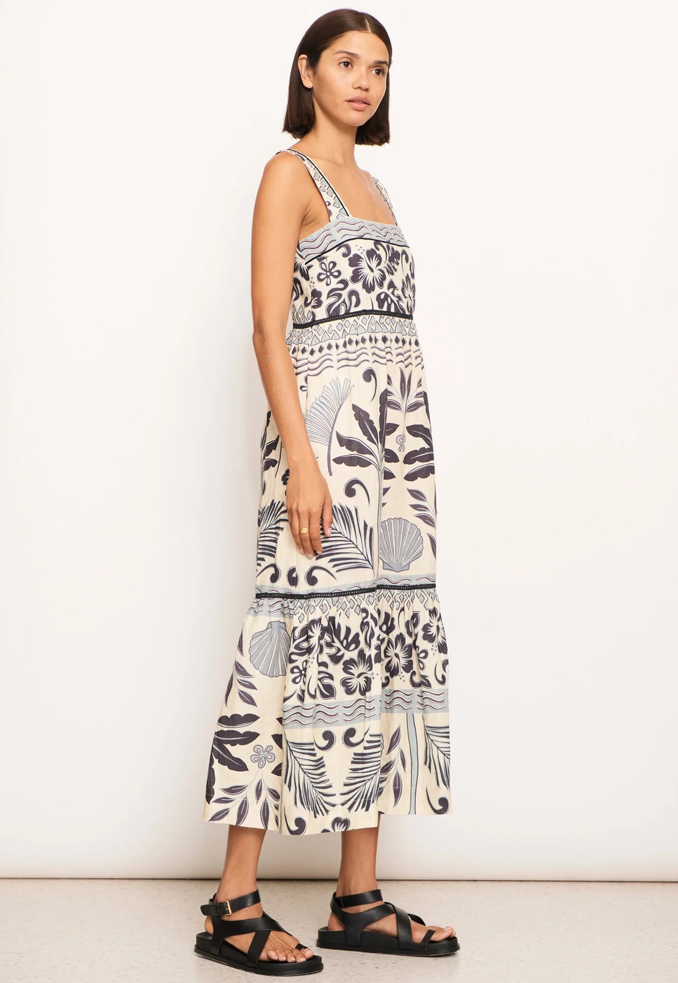 pol - paradise tier dress - paradise palm