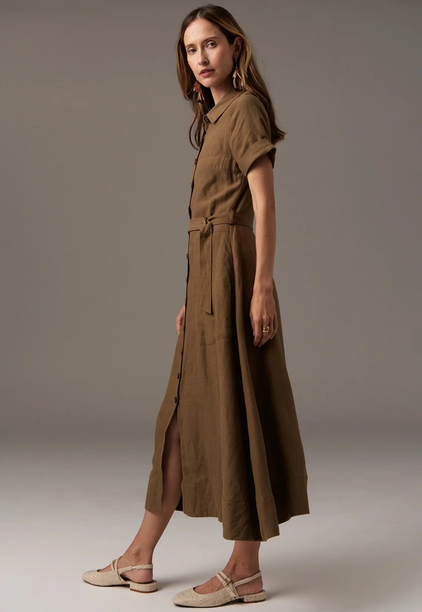 pol - riley shirt dress - khaki