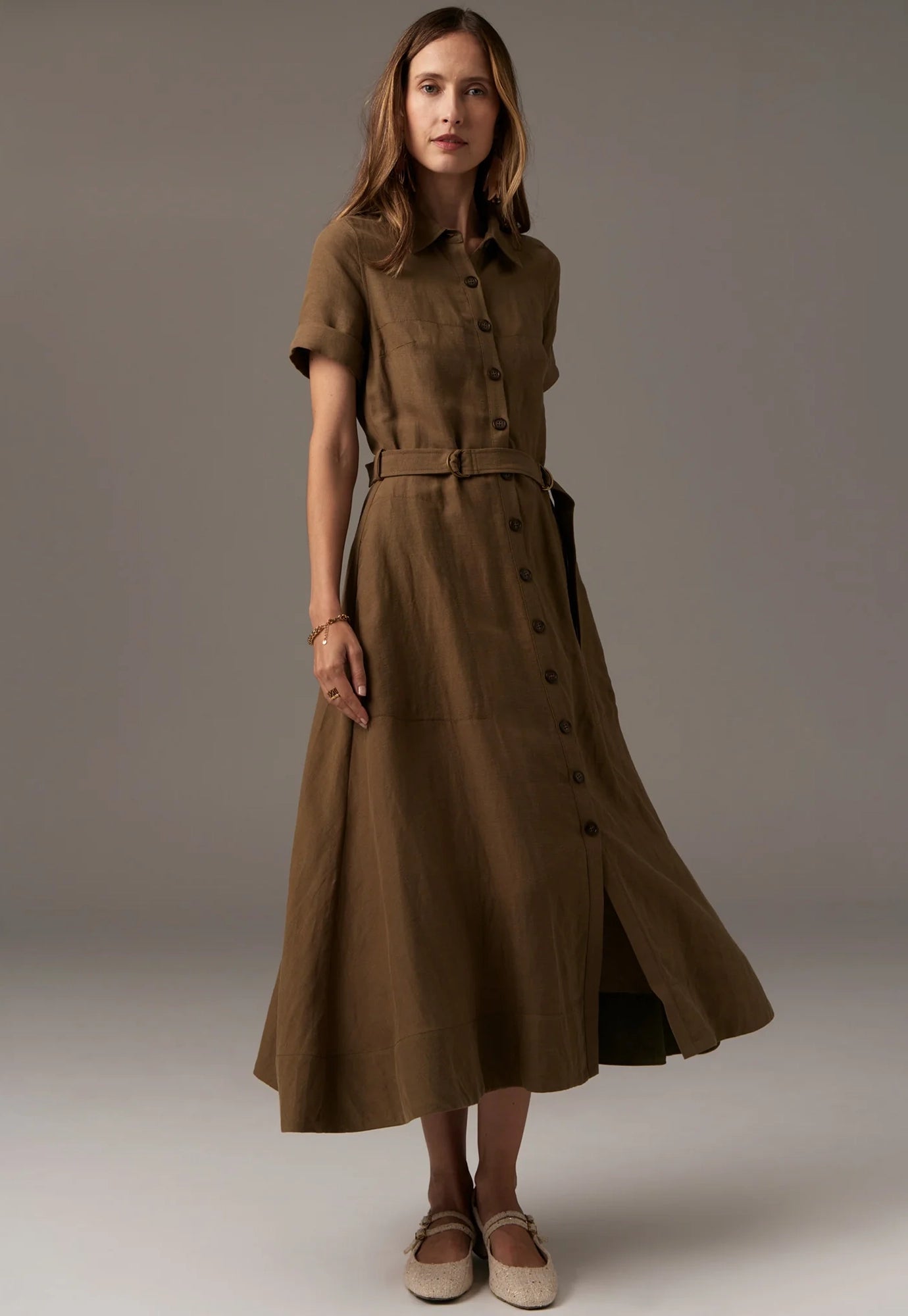 pol - riley shirt dress - khaki
