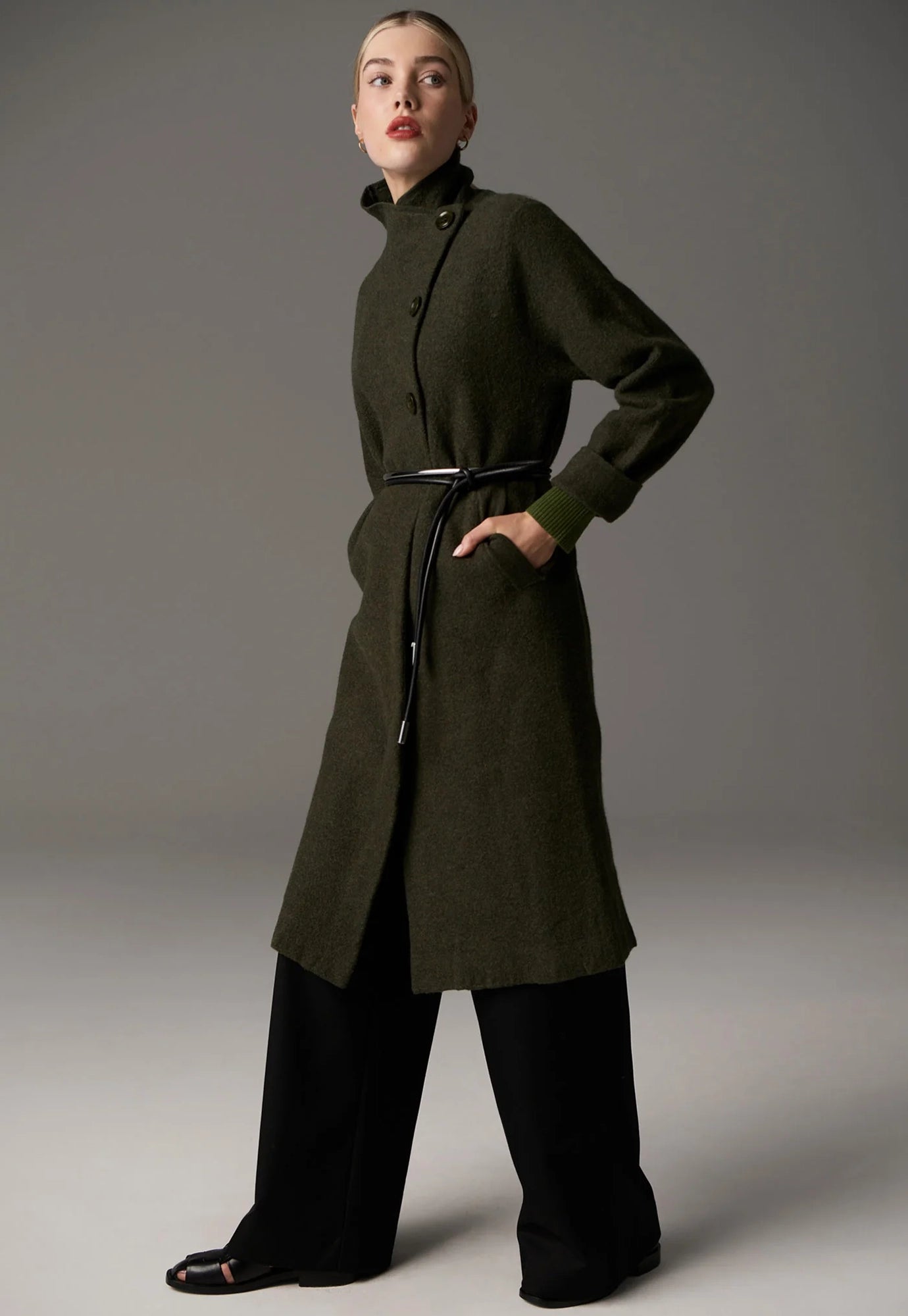 pol - ruben draped coat - khaki