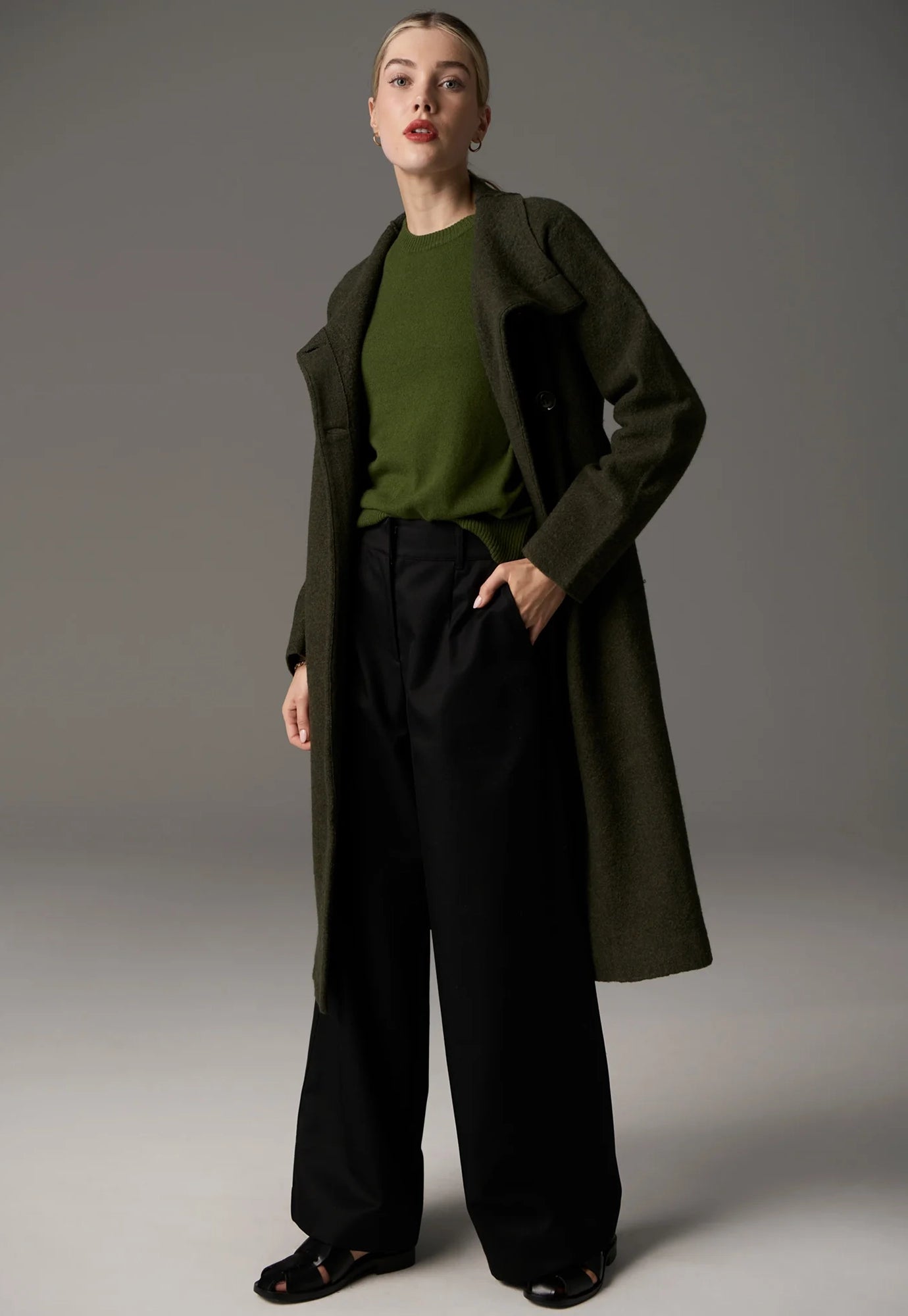 pol - ruben draped coat - khaki