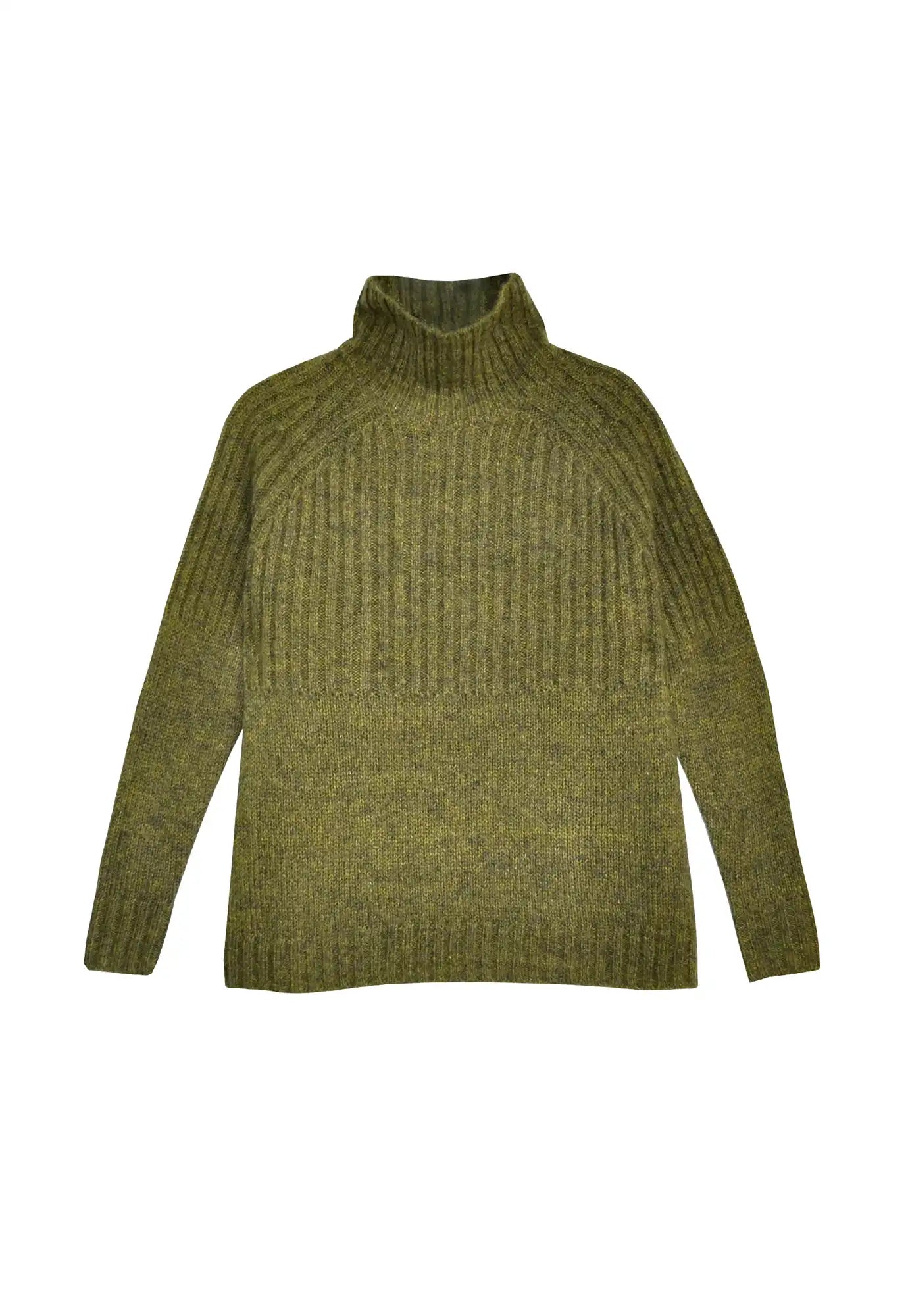 pol - surrey ribbed detail knit - forest