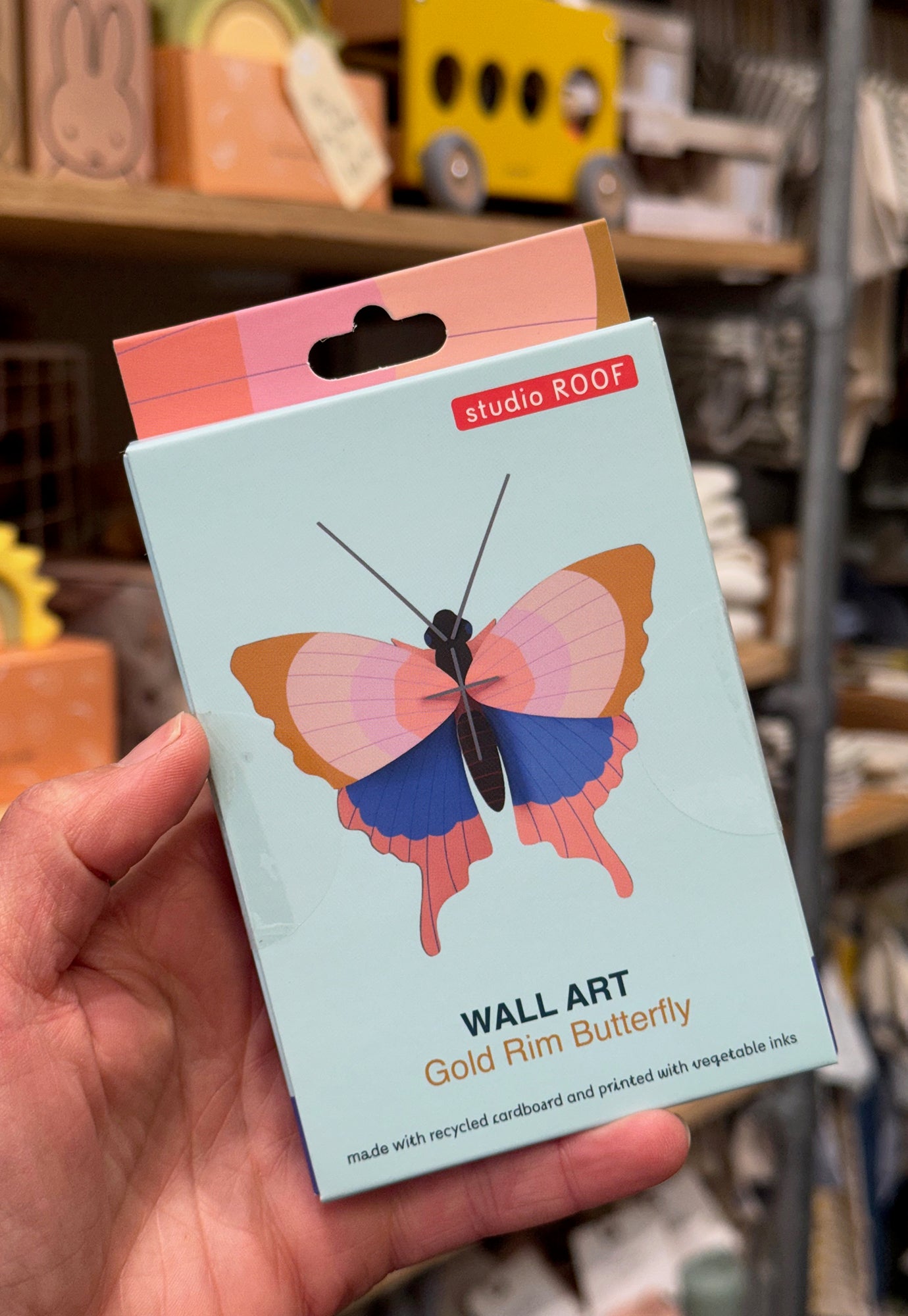 studio roof - wall art - gold rim butterfly
