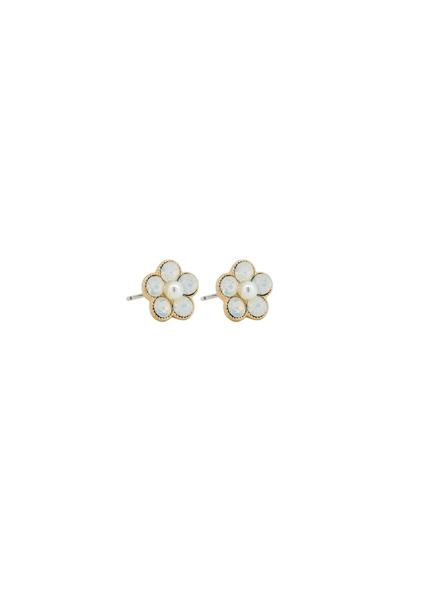 tiger tree - crystal & pearl flower earrings