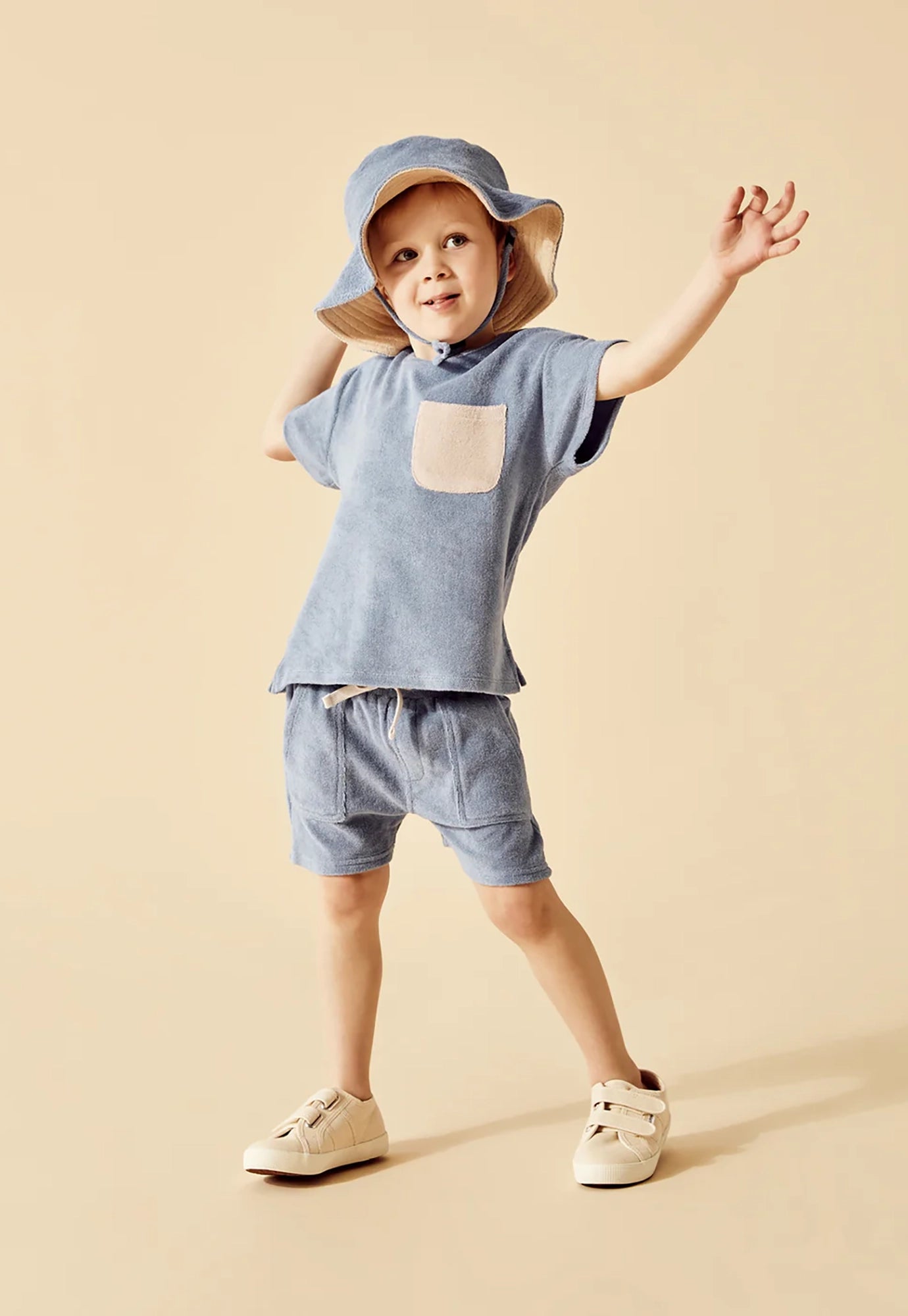 wilson & frenchy - terry tee - dusty blue