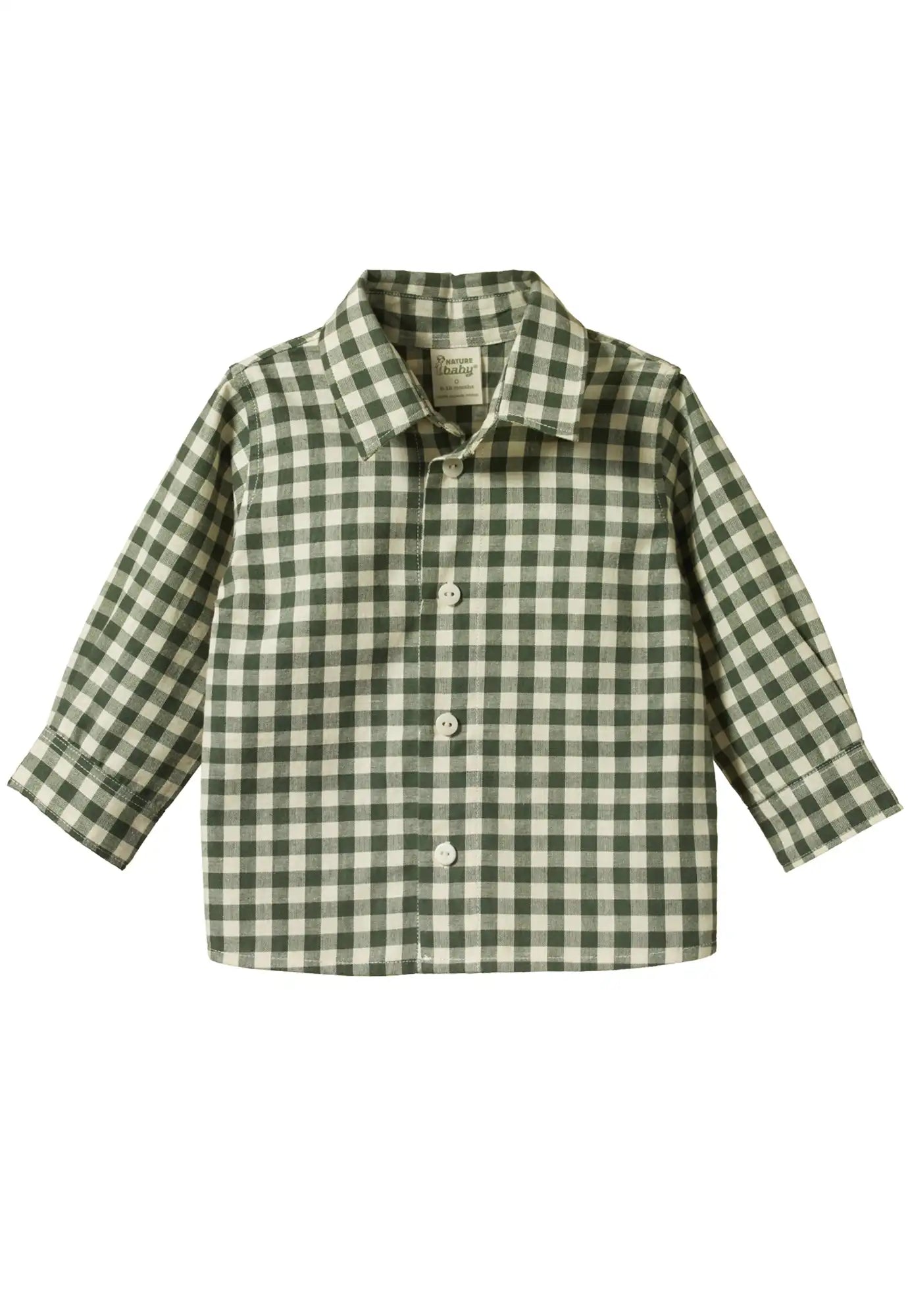 nature baby - ira button up - thyme check