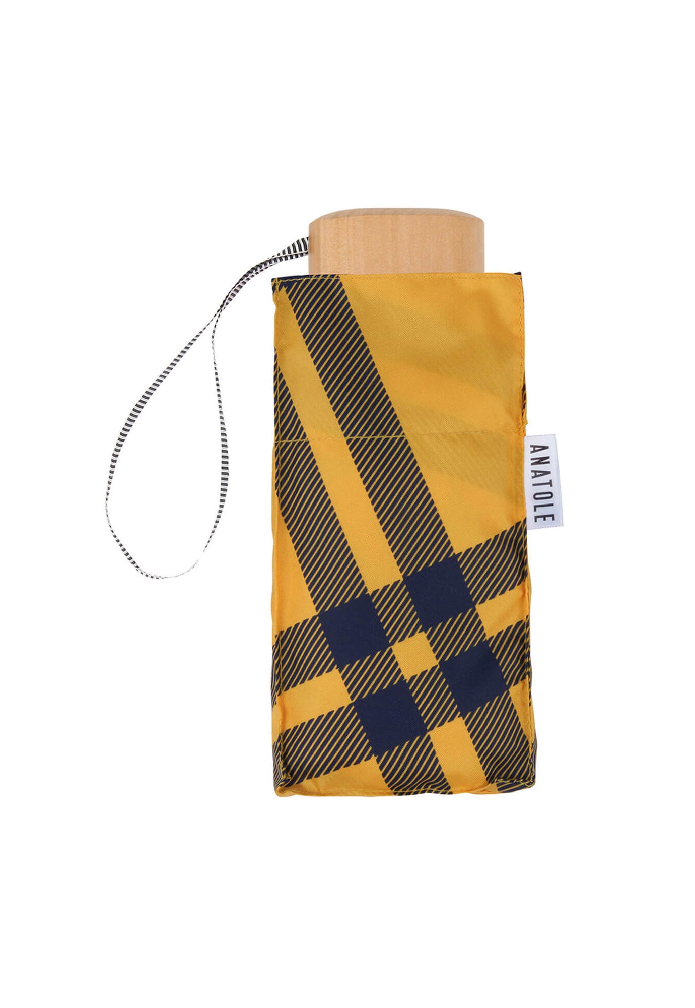 anatole - finsbury micro-umbrella - yellow & navy tweed