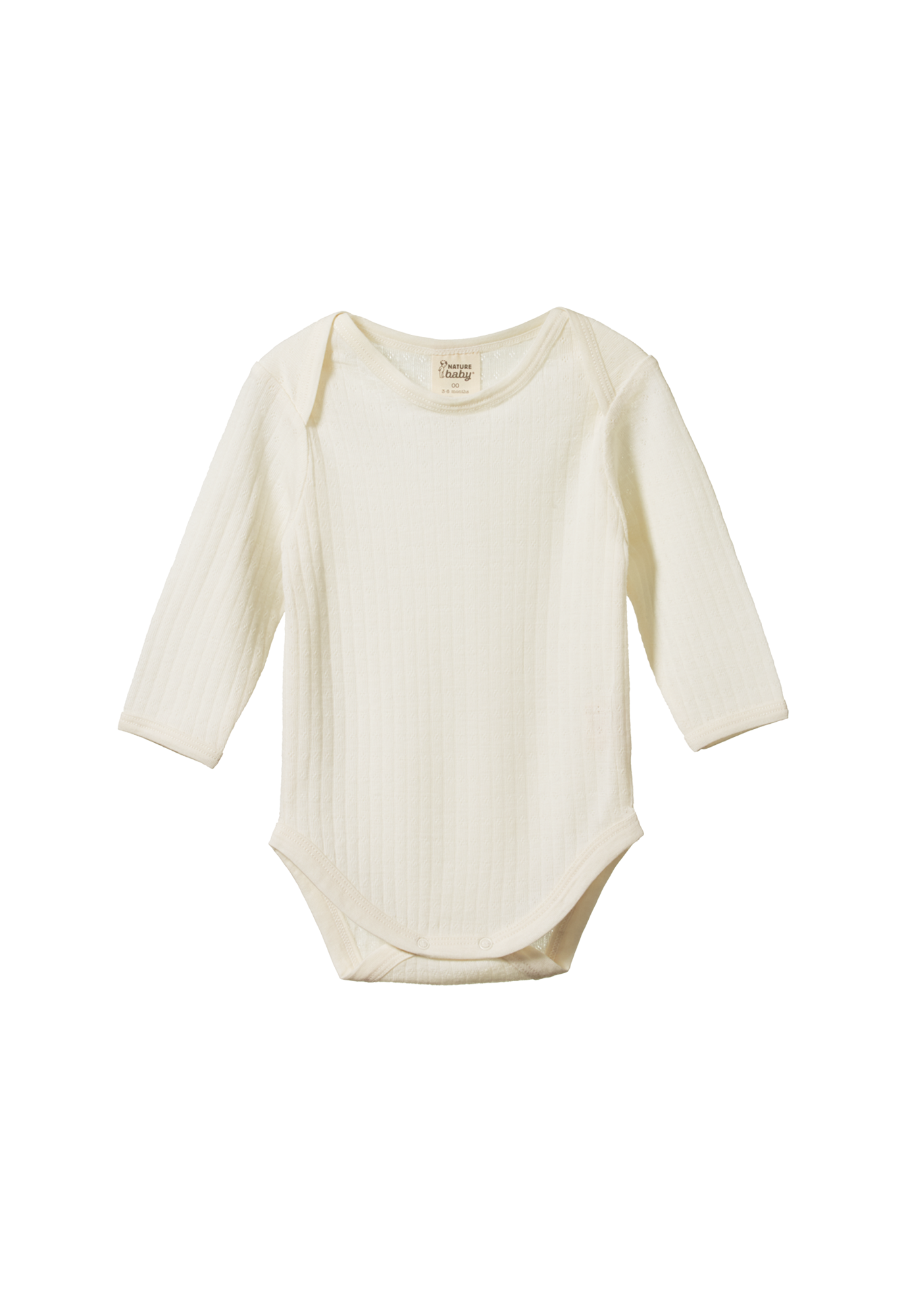 nature baby - long sleeve bodysuit pointelle - natural