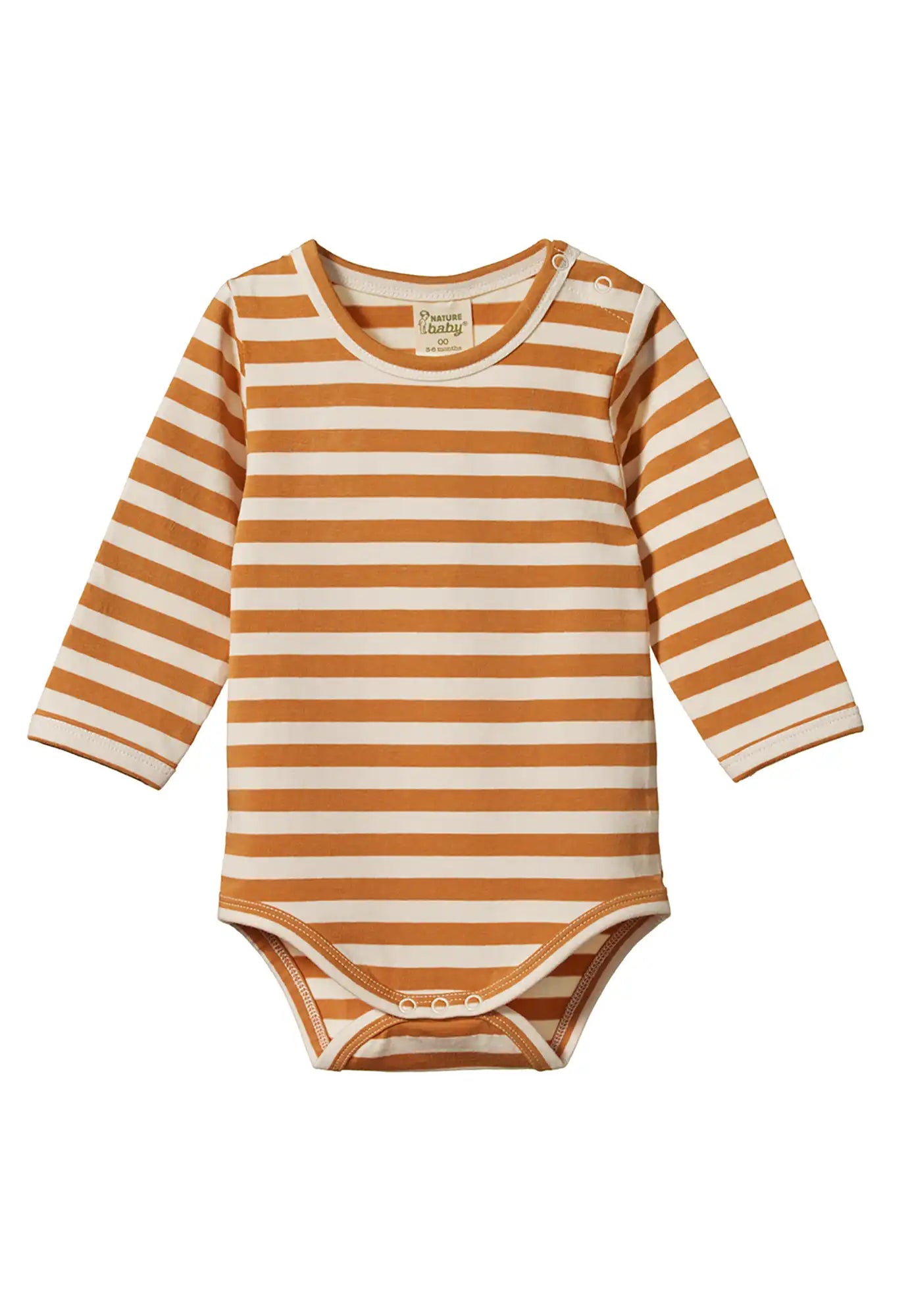 nature baby - long sleeve bodysuit - straw sea stripe