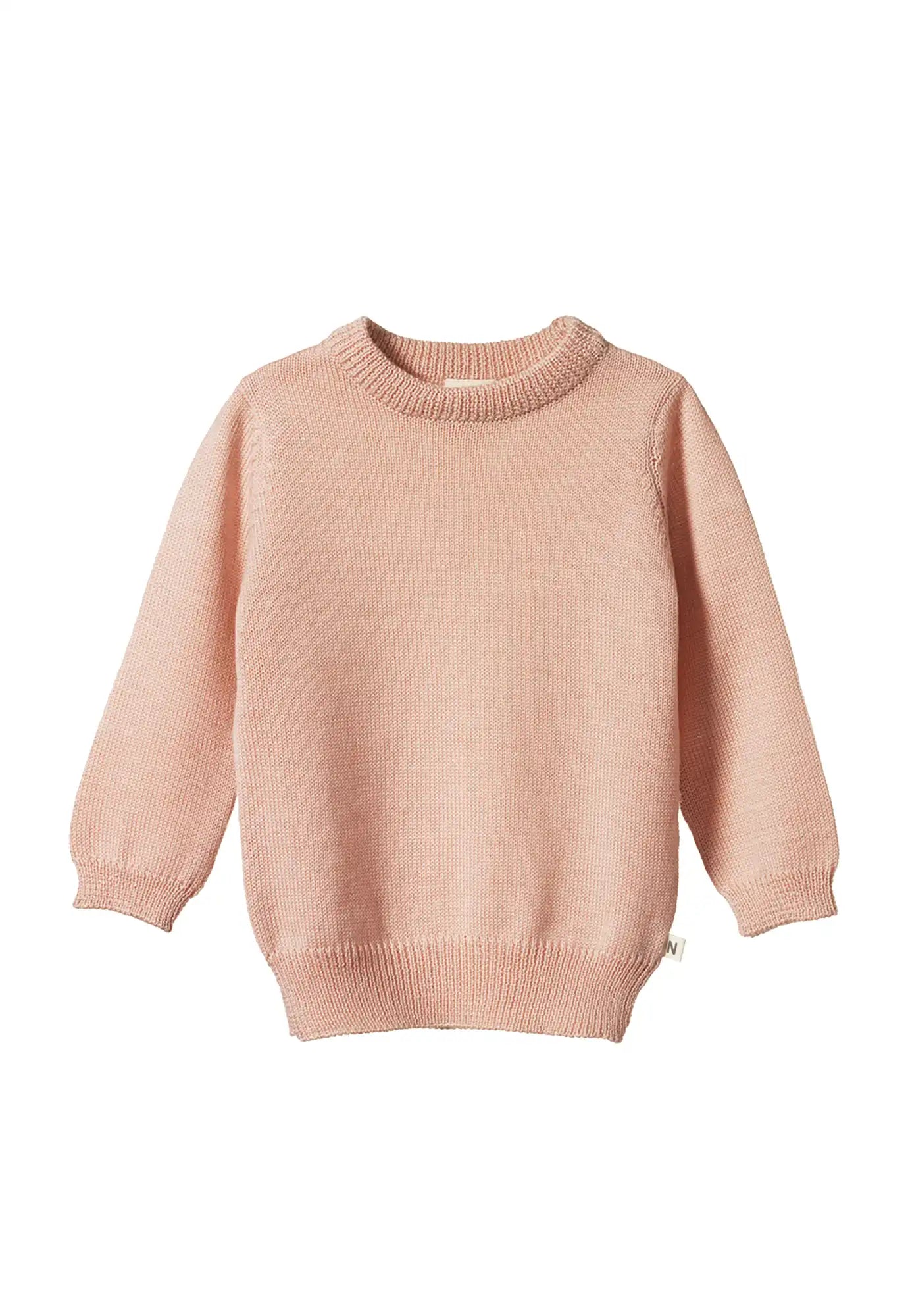 nature baby - merino knit pullover - rose dust