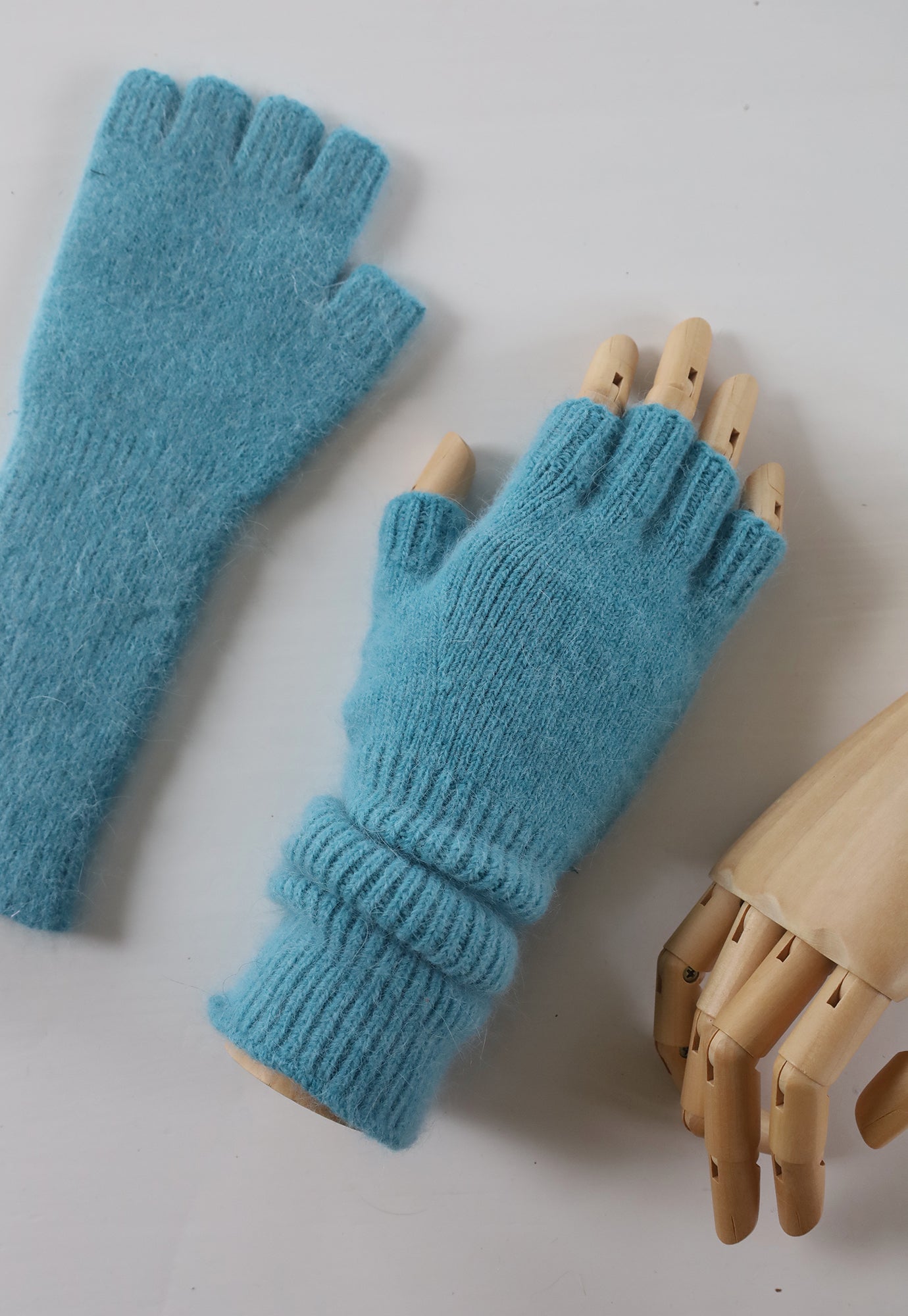 penelope durston - angora fingerless gloves - long