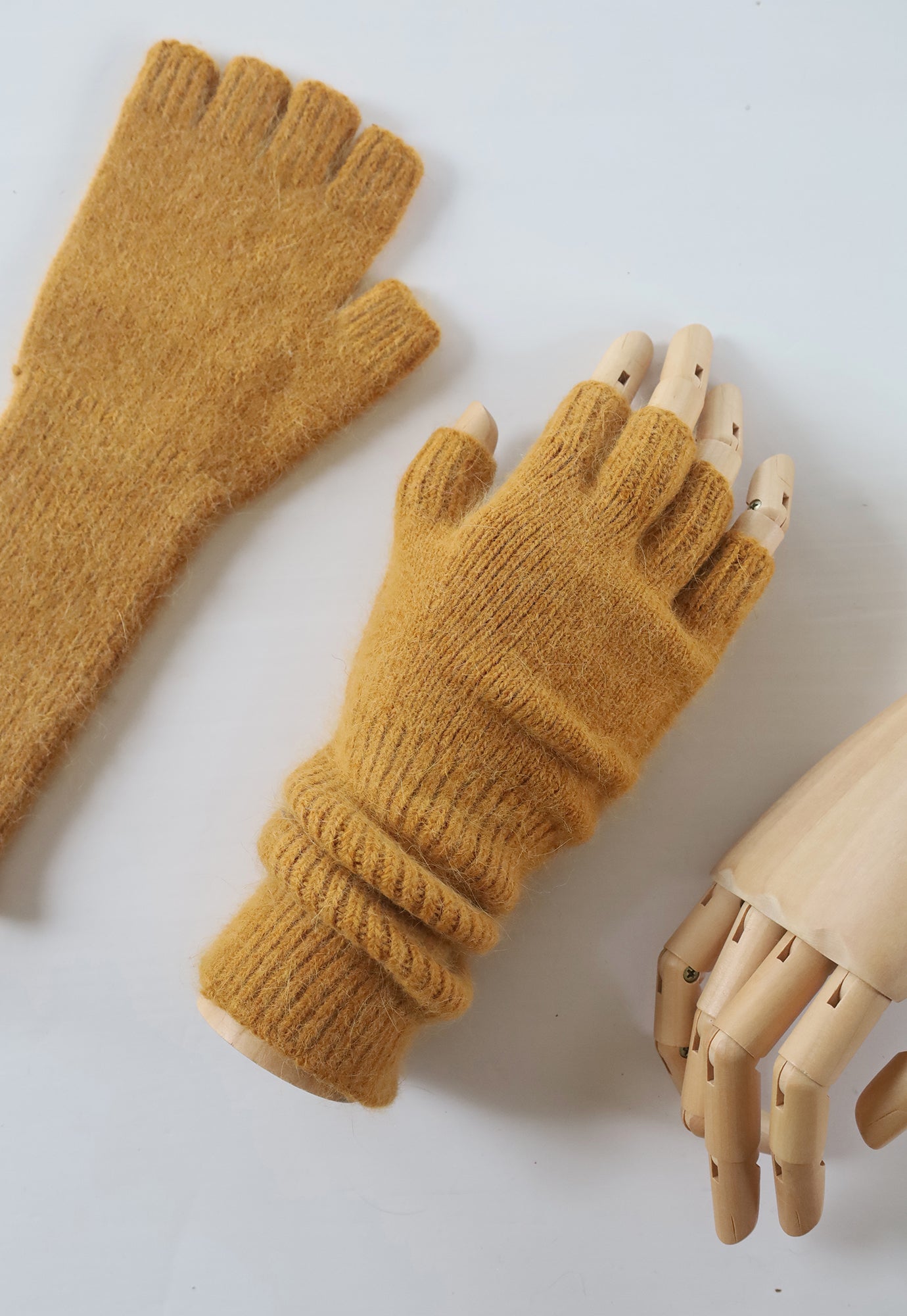 penelope durston - angora fingerless gloves - long